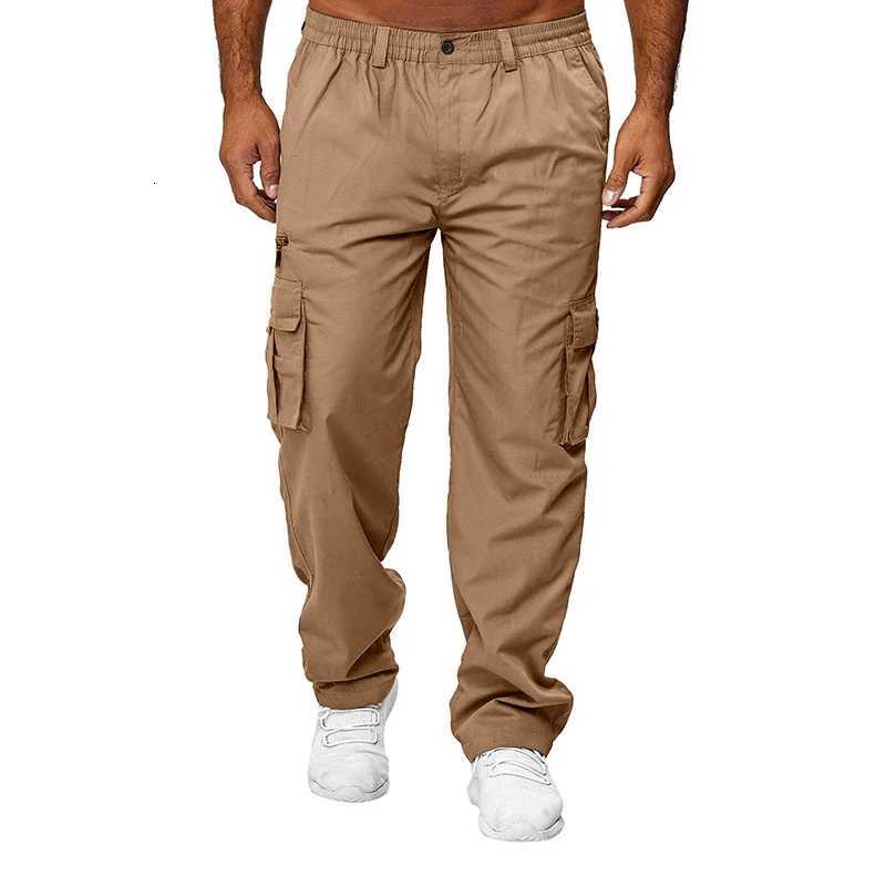 Men Casual Cargo Pant Solid Color Straight Leg Jogger Sweatpant Loose Workout Trouser with Pockets StreetwearXJ250904