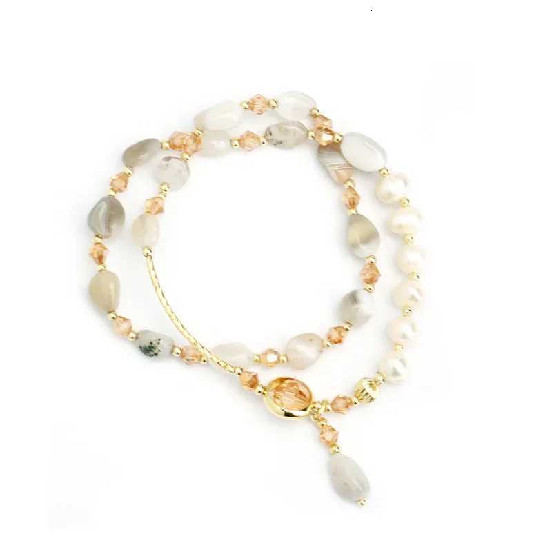 Fashion DoubleLayer Crystal Pearl Beaded Bracelet For Women Vintage Ethnic Stacking Bracelets Bangle Hand Jewelry GiftsXJ250904