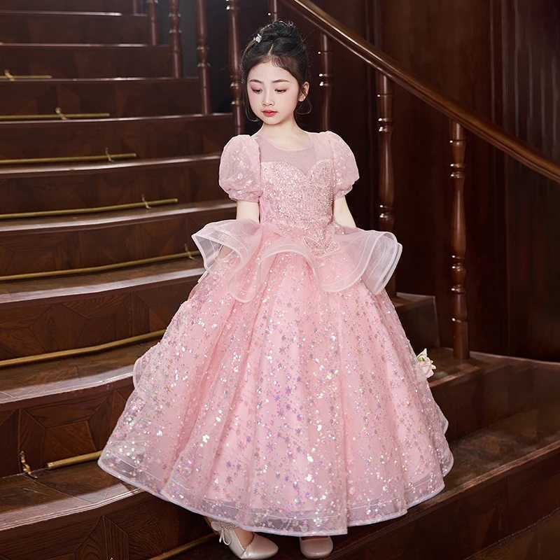 2025 high-end girls evening dress birthday princess dress little girls performance dress summer party dress Z250904