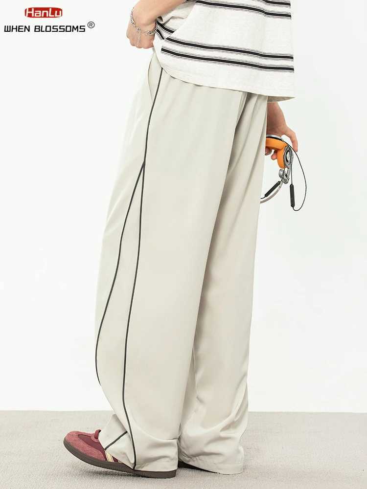 Retro Color Block Side Stripe Casual Pants Men Loose Fit Straight Leg Streetwear Jogger Vintage Sweatpants Spring Summer FashionXJ250904