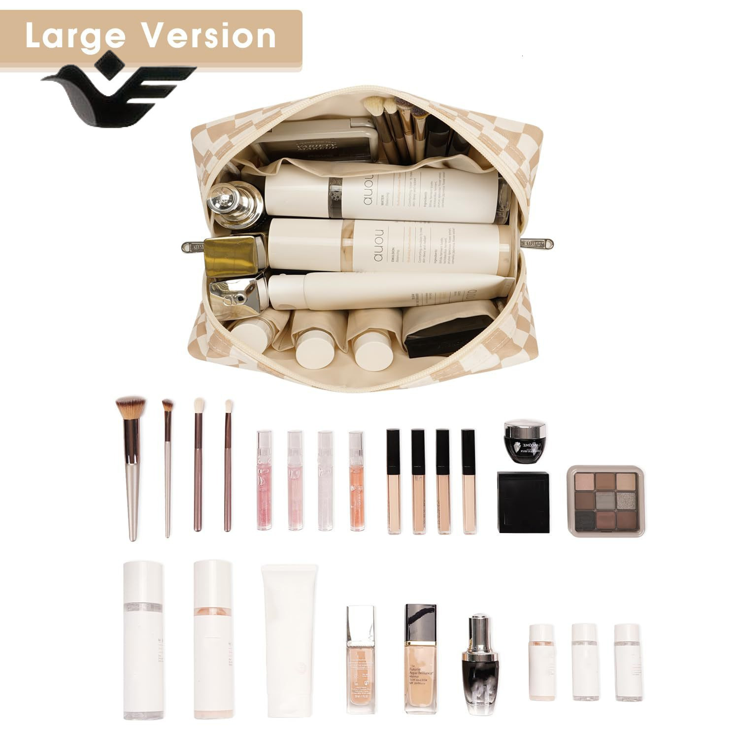 Feiyan Free Shipping New Designer Bag Luxury Shopping Bag In Stock Custom Checkerboard Makeup Bag Waterproof Large Capacity Portable Cosmetic Storage 