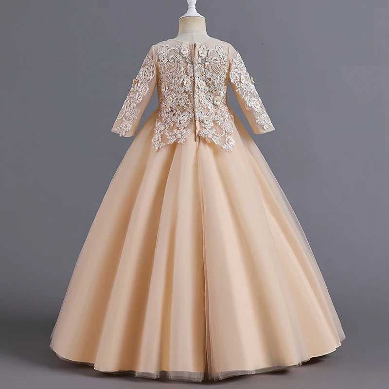 100% Cotton Linen Cotton Linen Cotton Linen Cotton New Slim Short Sleeve Fashion Girls Dress 3-12 Years Old Fluffy White Wedding Sweet Princess Dress 