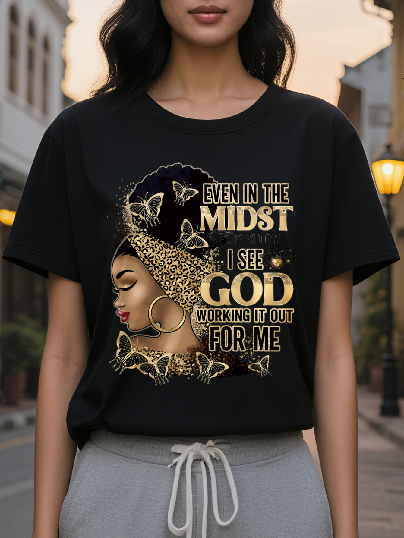 Large XL For Spring Summer Women's Cartoon Portrait Letter Print Casual Short Sleeve Top T-Shirt Plus Size