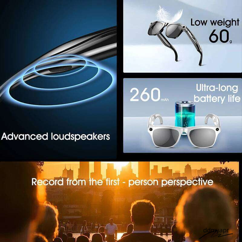 ddmycrazy 4K HD AI Chat GPT 100Mp Camera Bluetooth Call 260Mah Battery Voice Assistant Control Smart Glasses For Men Women