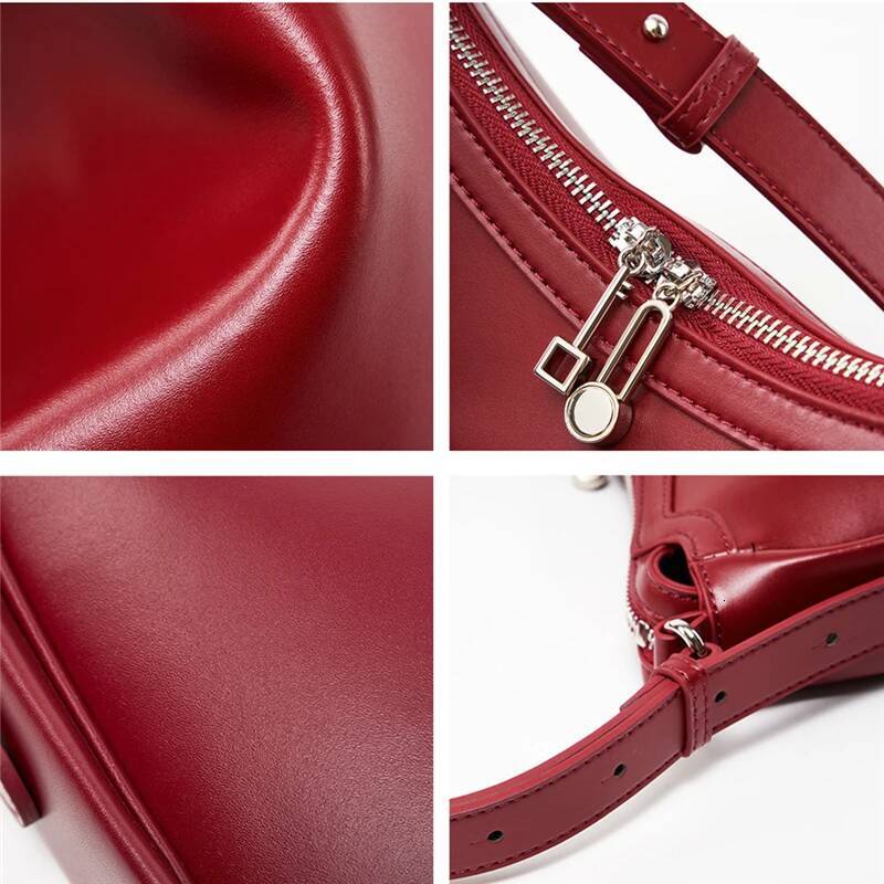 Hifashion Cowhide Genuine Leather Crescent Tote Handbags For Women 2025 Designer Crossbody Hobos Underarm Shoulder Bags