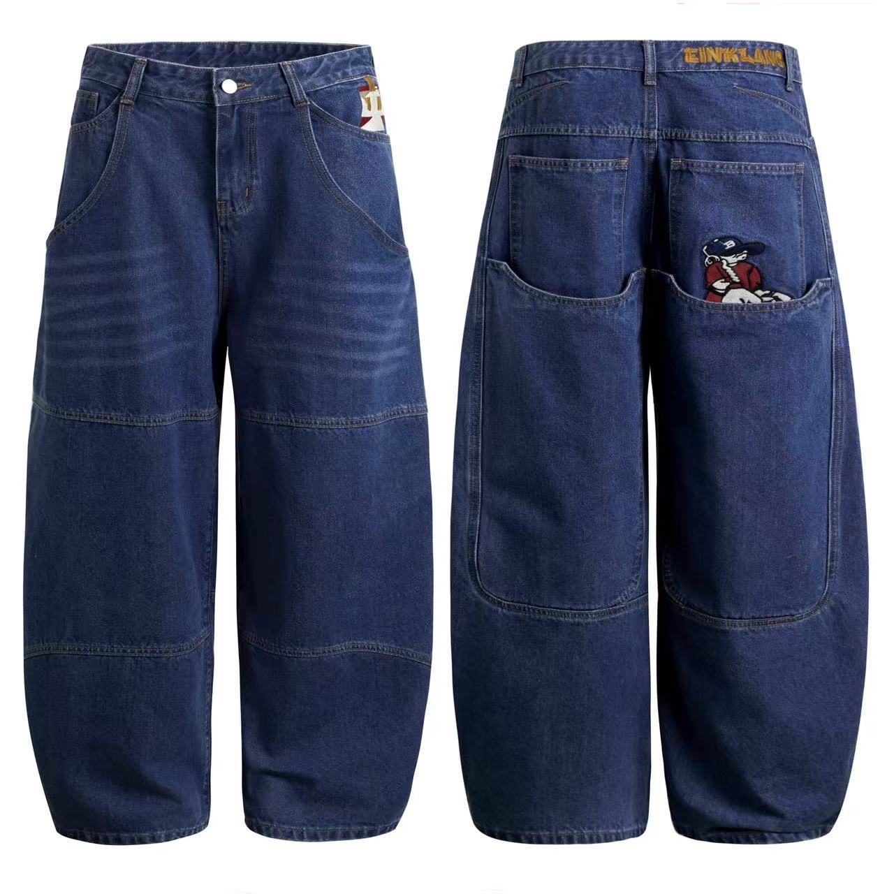 Y2K Jeans Harajuku Retro Elephant Graphic Baggy Jeans Blue Pants Women Punk Rock Hip Hop Gothic Wide Leg Trousers Streetwear 231229