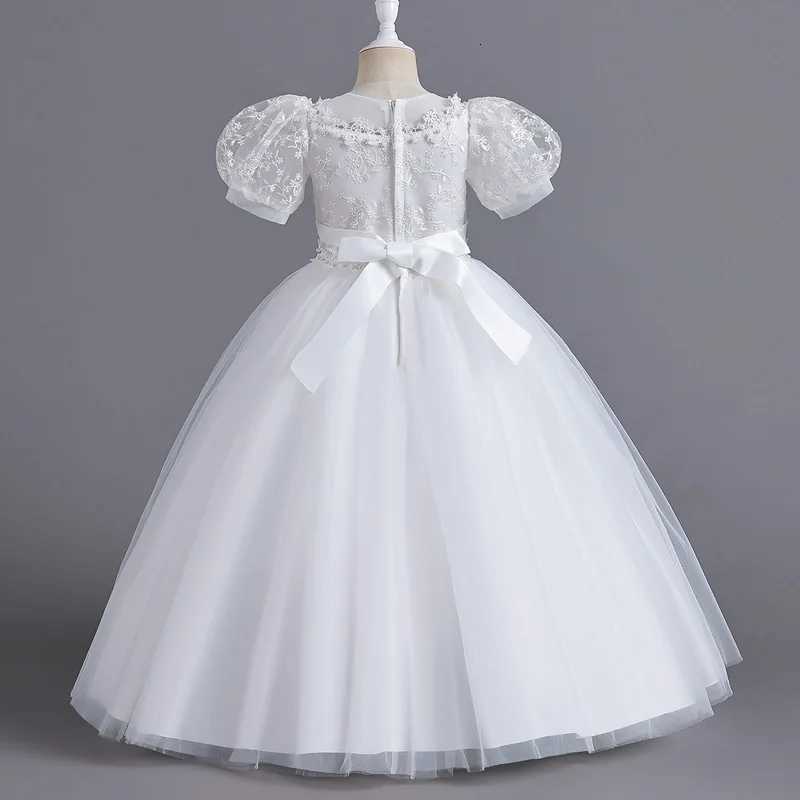 8901 Childrens Dress for Girls 4-12 years old Princess Sequin Bubble Sleeve Long Mesh Flower Girl Wedding Little Summer Z250904