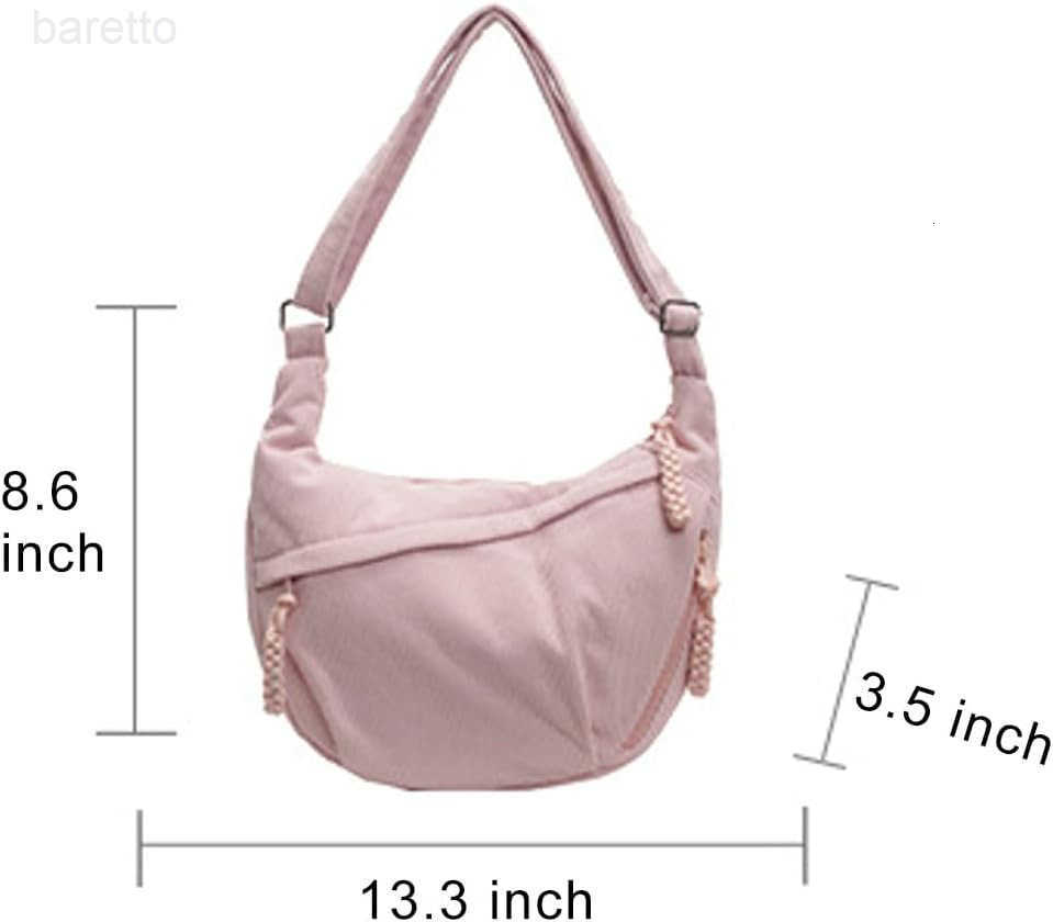 Hobo Bag for Women Men Crescent Shoulder Bag Retro Nylon Canvas Crossbody Bag Slouchy Corduroy Dumpling Bag Purse M250903