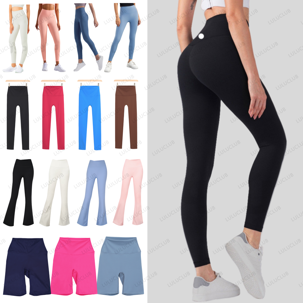 5A Yoga Sports Leggings Flared pants Short Quick Dry Breathable High Pants Waisted Workout Tights Yoga Gym Cycling sport Yoga Running luluity lemones leggings Set