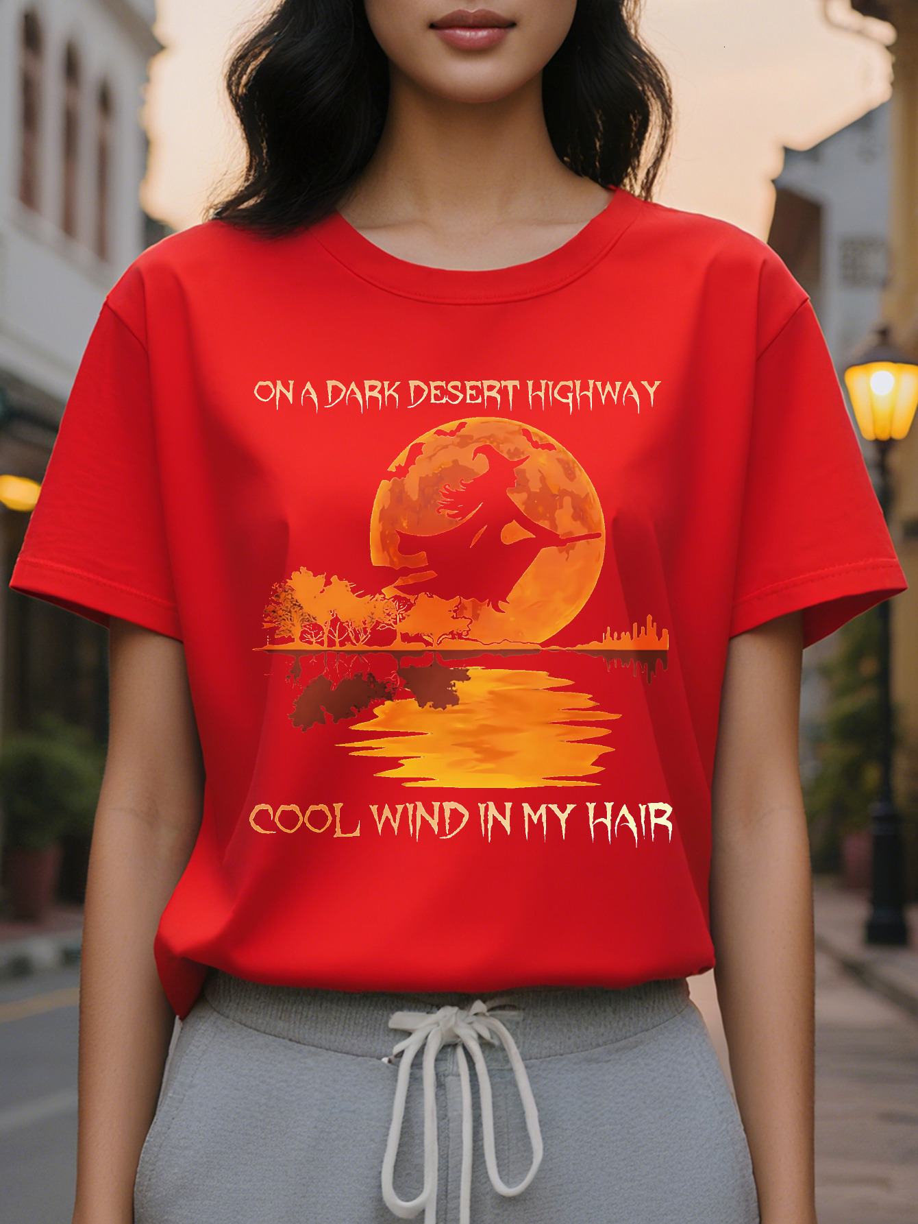 Plus Size Wind in My Hair Halloween Women Sleeve Letter Print Micro Stretch Top