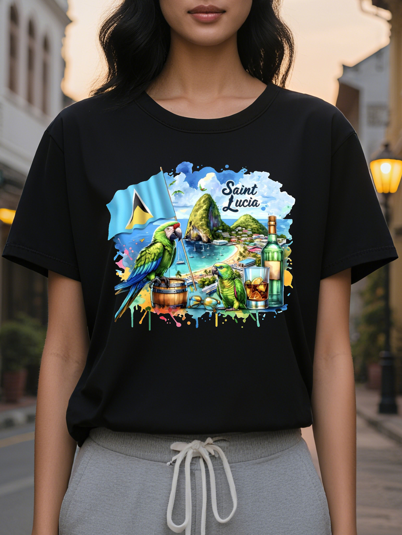 Large XL Saint Lucia Landscapes Parrot Tail Plus Size