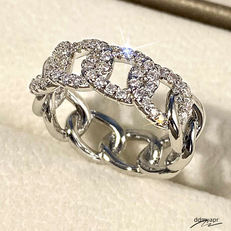 Geometric Micro-Pave - Gold/Rhodium Ddmyday Plated Circular Statement Ring With Zircon Stones (Us Size 6-10) Ddmyday