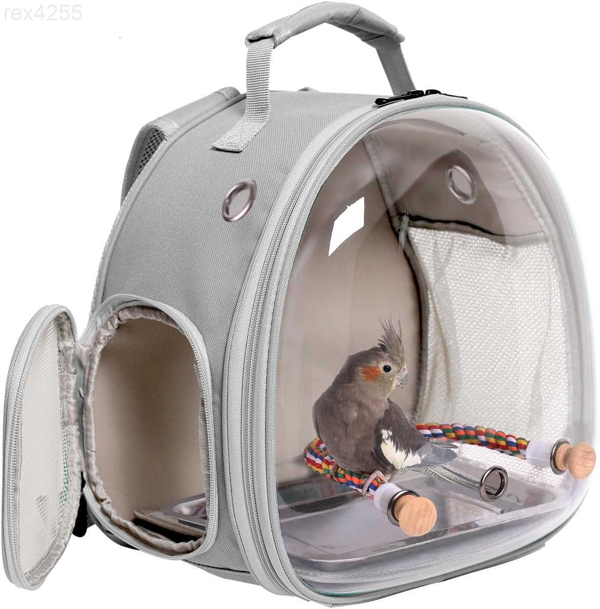 Small Bird Travel Backpack Carrier Cage Backpack to Transport Backpack Carrier with Metal Tray Stand Perch for Parakeet Cockatiel Budgies Vet Carry Bo