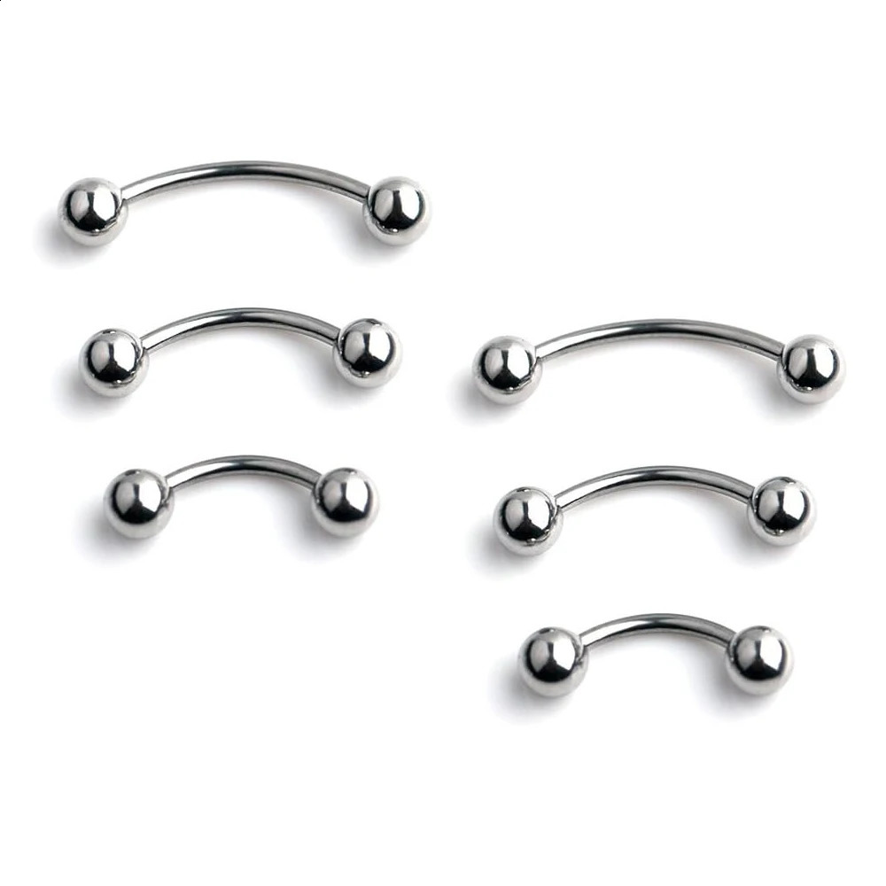 6Pcs Eyebrow Piercing Banana Shape Lip Ring Stainless Steel Curved Barbell Stud Helix Navel Cartilage Earring Body Jewelry 250903