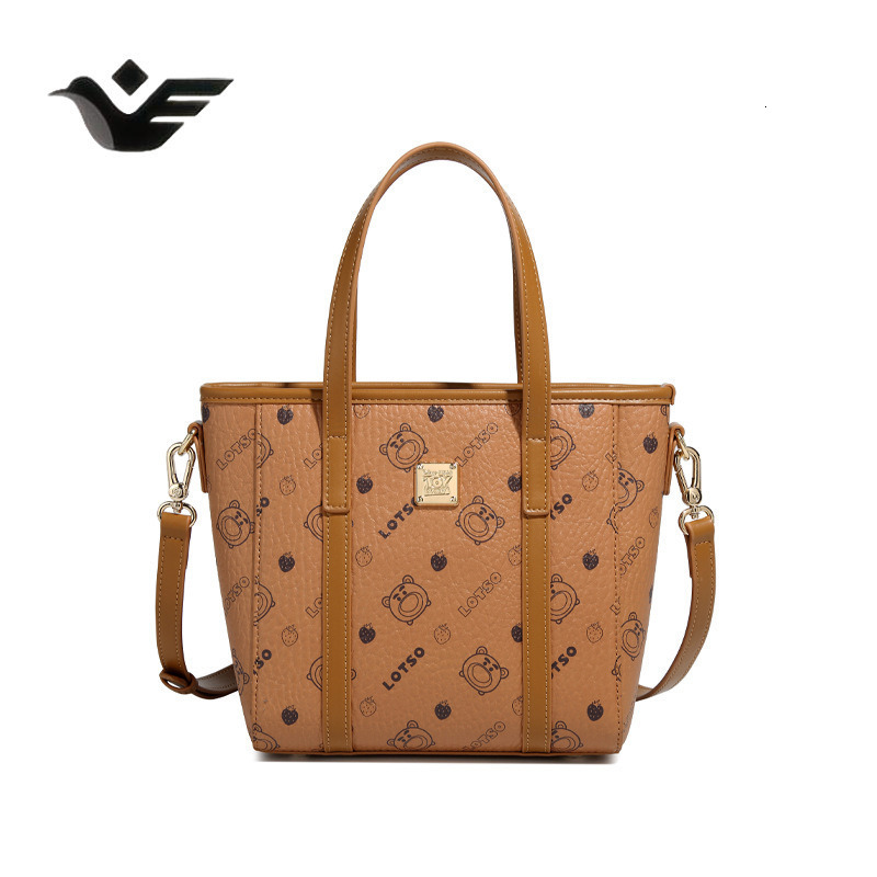 Feiyan Free Shipping New Designer Bag Luxury Shopping Bag Strawberry Bear Print Small Tote Bag Women's Sweet Versatile Handbag Shoulder Bag