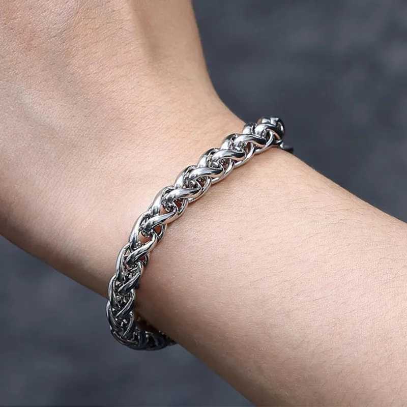 8MM Stainless Steel Hand Chain Twisted Bracelet for Men Jewelry Punk Accessories Bracelets M Y250904