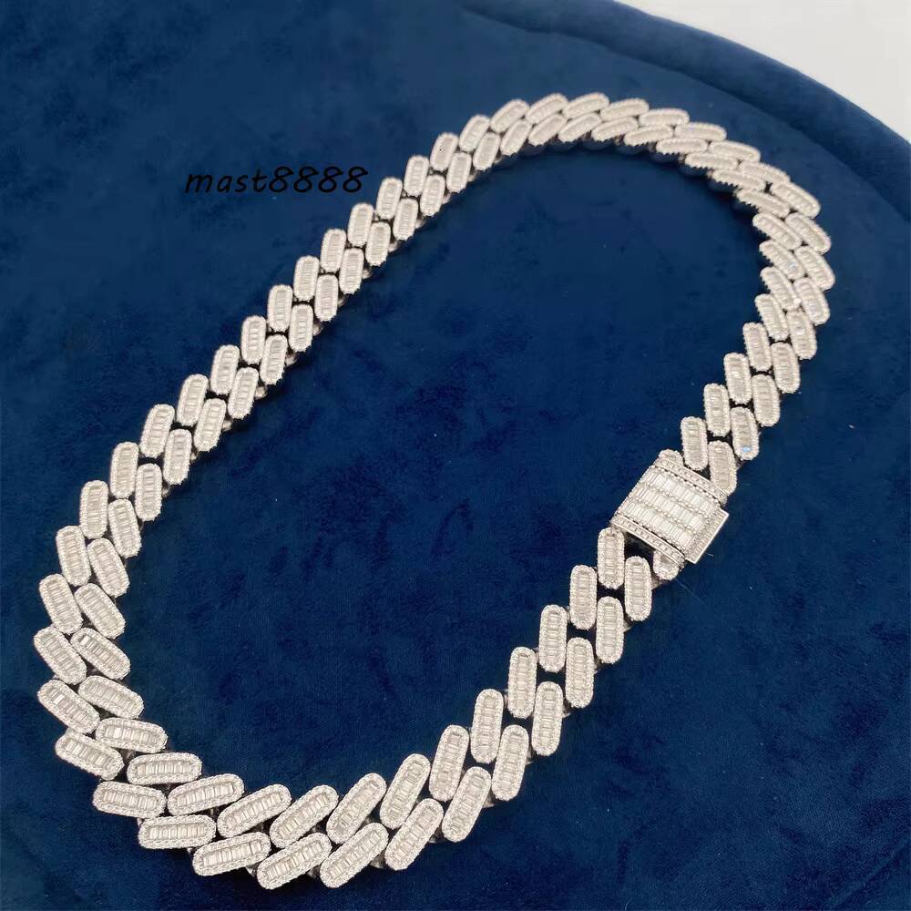 18mm Iced Heavy 925 Silver Moissanite Diamond Cuban Chain Luxury Unisex Fine Jewelry Gold Plated Tennis Bracelet Necklace Gift