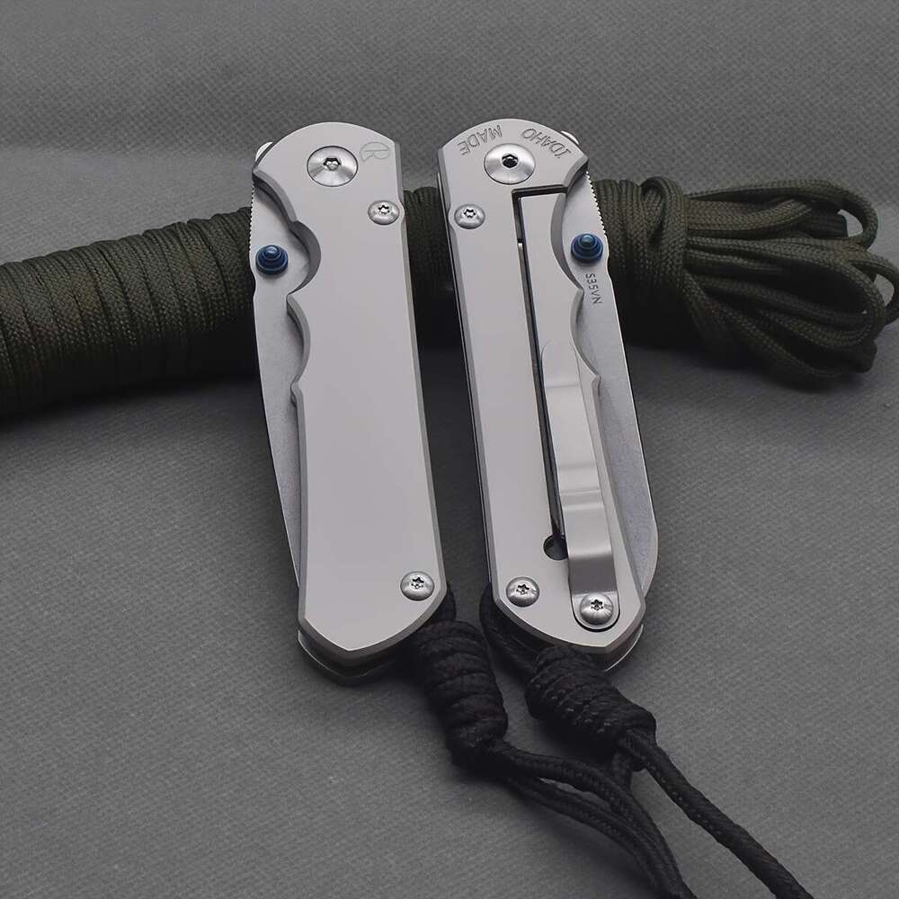 1pc Tactical Folding knife with S35VN Steel Blade Full-Titanium construction, Spear Point, V-Ground Edge, ambidextrous design, lanyard hole Outdoor, H