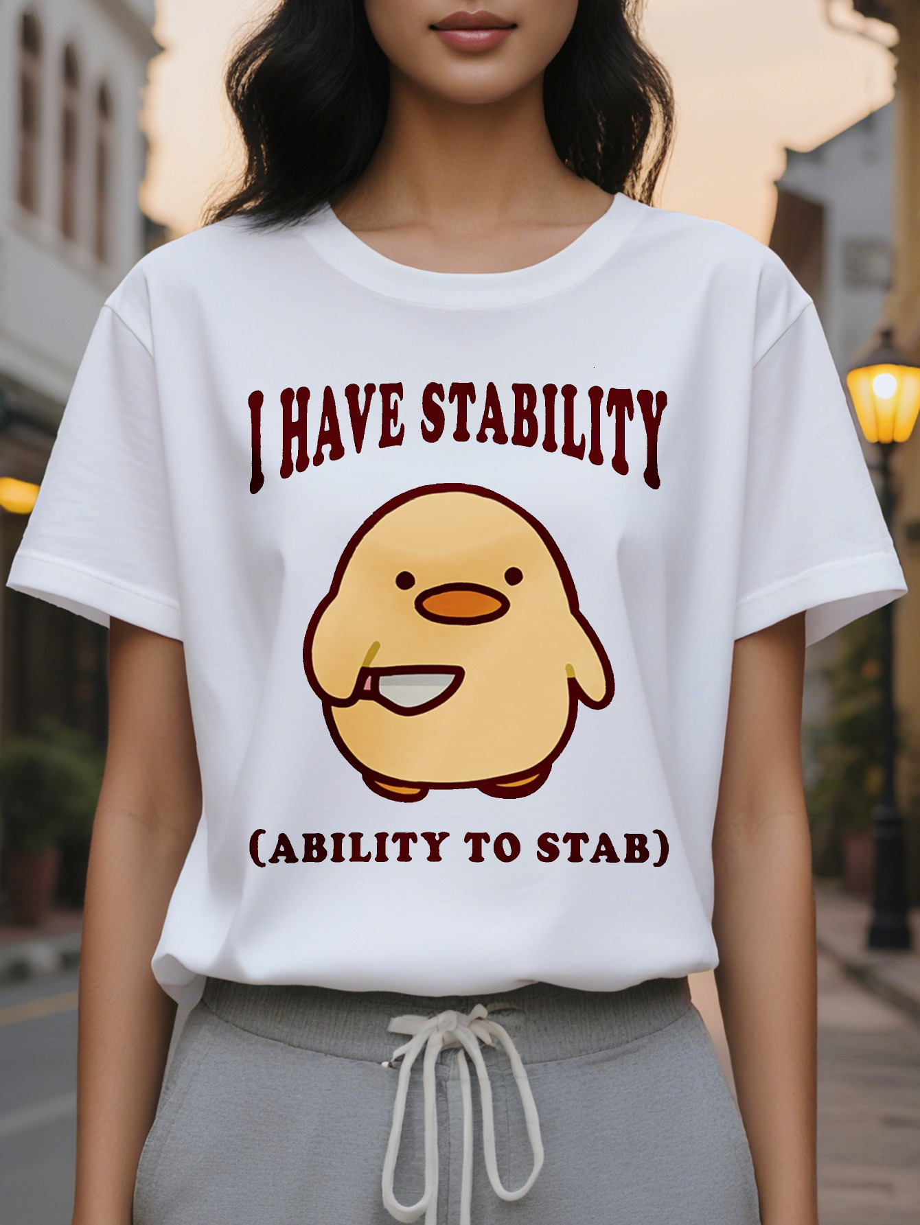 1 HAVE STABILITY American Style Printed Pattern Fashion Round Neck Short Sleeve T-Shirt Spring and Summer New Slim Fit