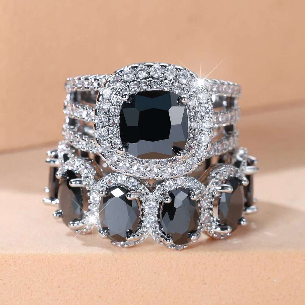 Diamond Ring Egg-shaped Circle Micro-inlaid White Super Sparkling Zircon Set Elegant Luxurious Full Diamond Ring