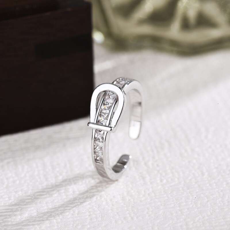 Exquisite Belt Diamond Open for Women, Fashionable and Unique Niche Design Index Finger Ring