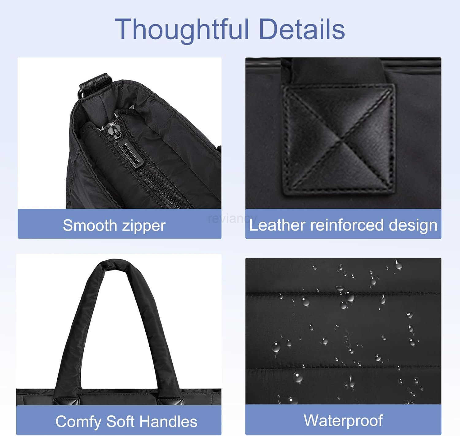 Tote Bag for Women Puffer Tote Bag Large Quilted Nurse Bag with Zipper for Work TravelW250904