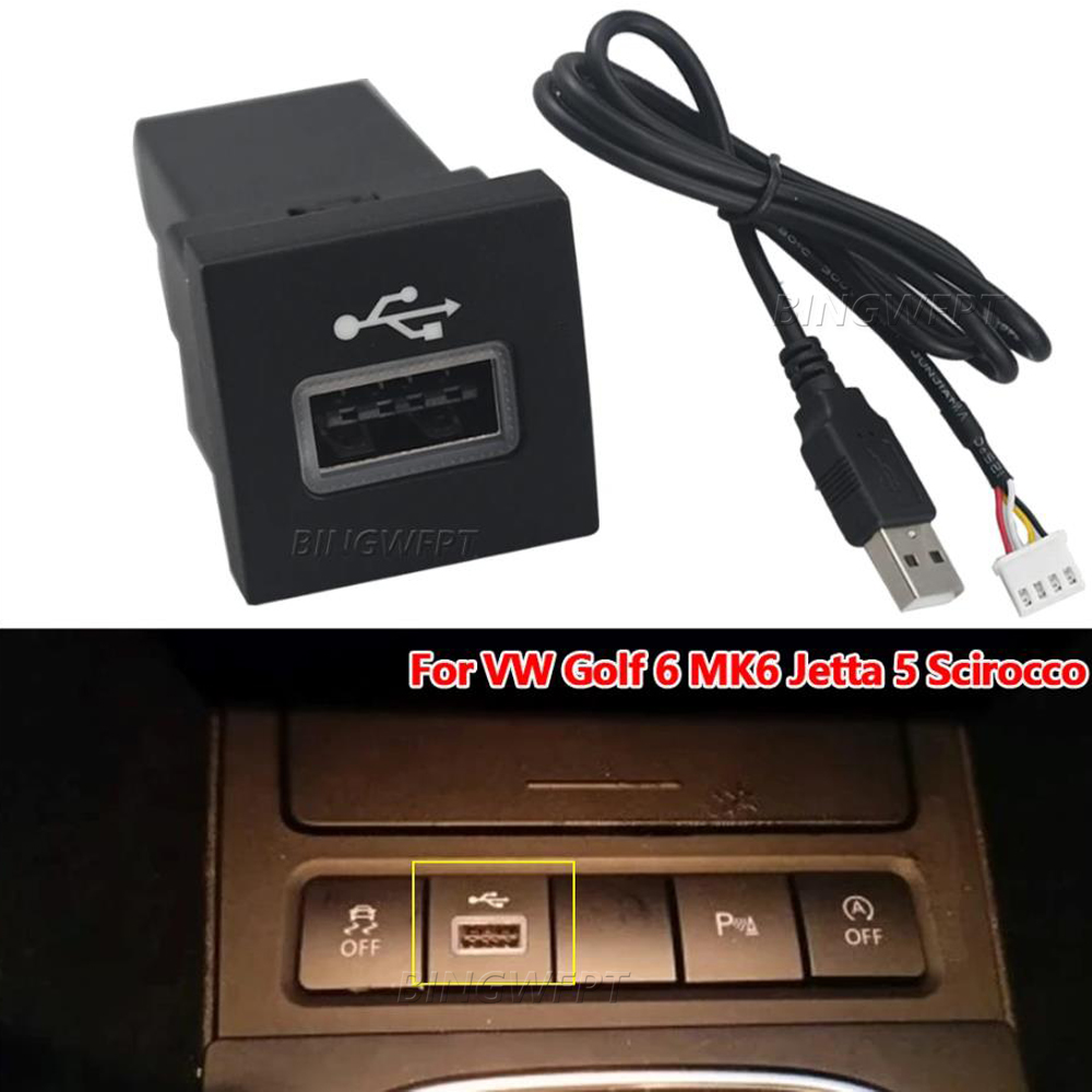 Car USB Input Adapter Audio Radio u-disk flash Socket Interface Cable For Volkswagen Golf 6 Jetta MK5 Caddy EOS Scirocco