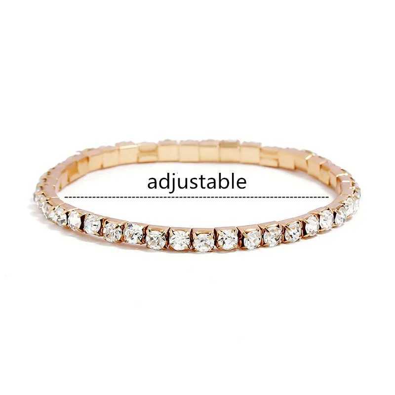L003 CZ Crystal Pulsera Bangle Stretch Bling Single Row Rhinestones Bracelets For Women Elasticity Wedding Bridal Gift JewelryXJ250904