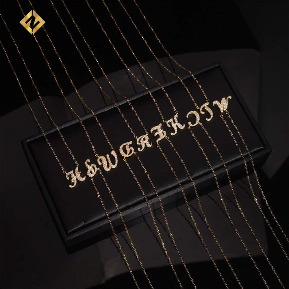 Iced Out Pendant Hip Hop Jewelry Sier Initial VVS Moissanite Letter A-Z Chain Necklace for Men and Women