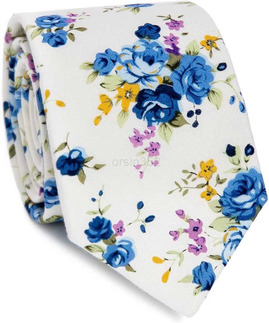 Mens Cotton Printed Floral Tie 256 Skinny Narrow Necktie Various DesignsW250904