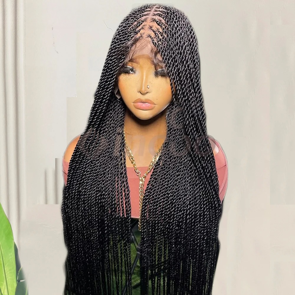 200 Density 360 Full Lace Wig Black Braids Wig Free Part Brazilian Lace Front Wig With Baby Hair Jumbo Braided Wigs for Black Women