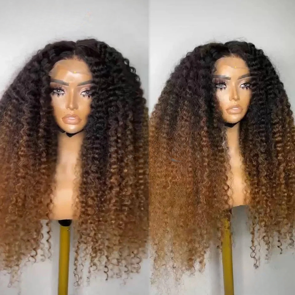 Afro Kinky Curly Human Hair Deep Wave 13x6 Hd Lace Frontal Wig 1b/30 Colored 13x4 Silk Top Lace Front Wigs Pre Plucked Bleached Knots Silk Base Closure Wigs
