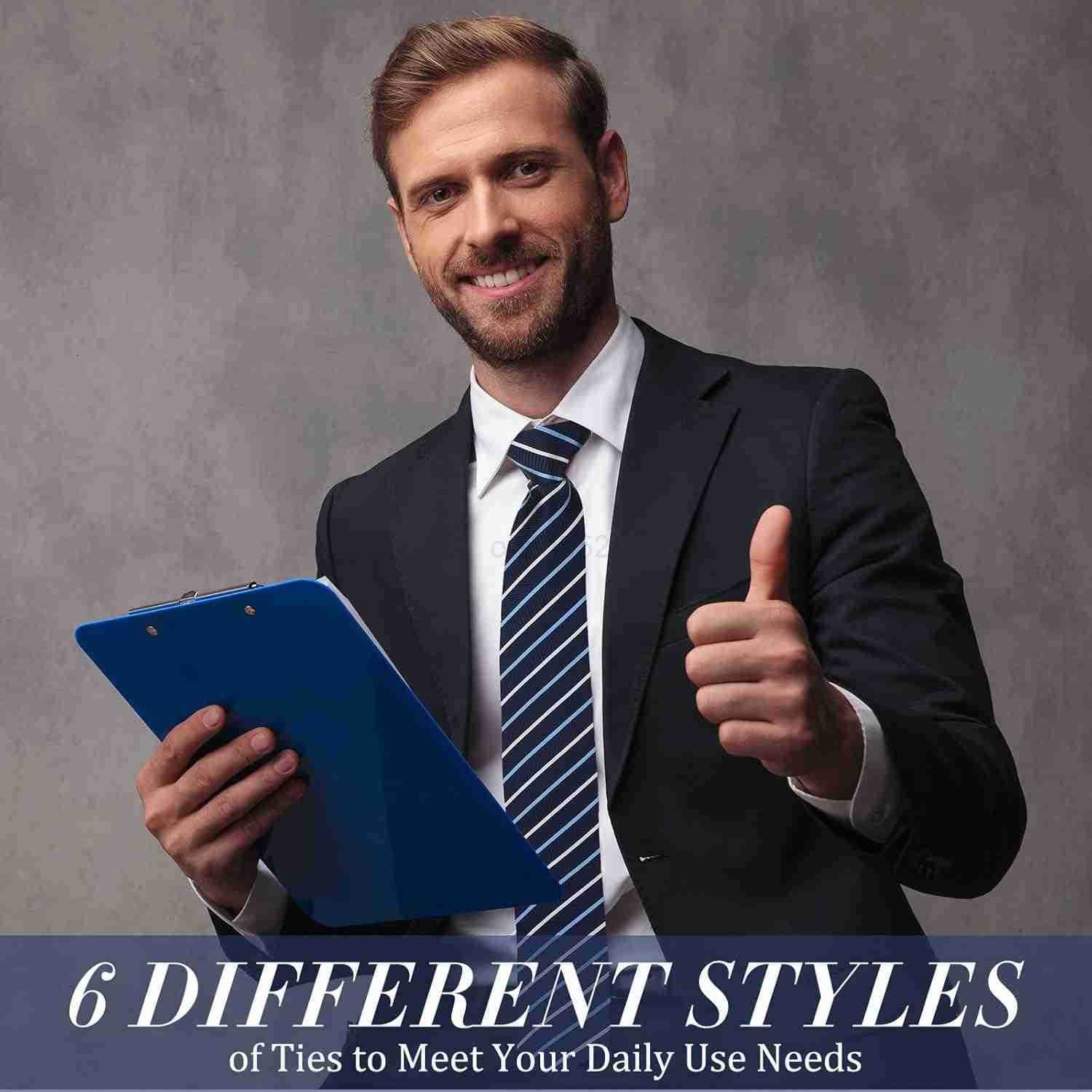 6 Pcs Zipper Ties for Men Adjustable Necktie for Uniform Business Wedding Zipper Skinny Necktie Clip on Slim TieW250904