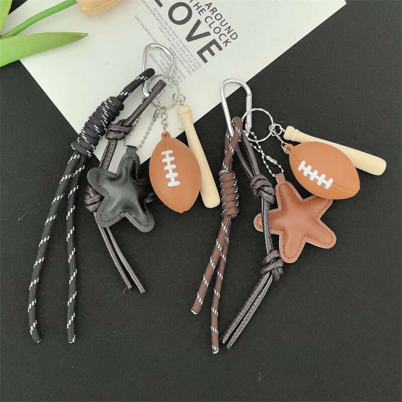 2025 Mini Simulation Basketball Football Sports Keychain Pendant Bag Charm Accessories Fan Gift Black Coffee Red Star