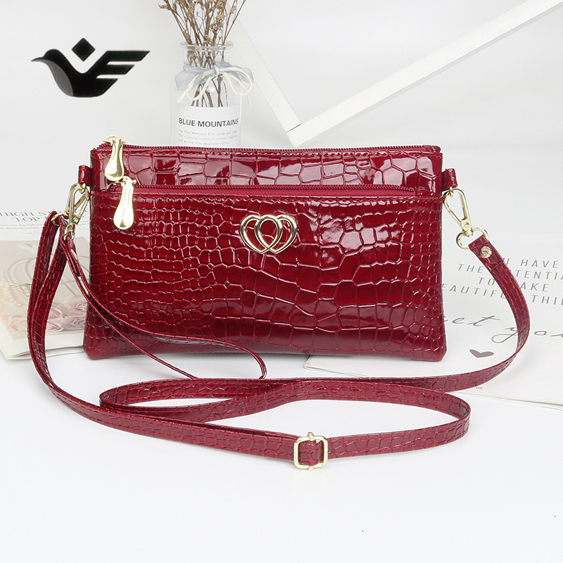 Feiyan Free Shipping New Designer Luxury Shopping Fashion Glossy Patent Leather Crossbody Casual Crocodile Pattern Women's Clutch Small Bag XJ260