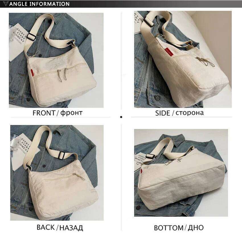 Washed Cloth Shoulder Fashionable Women Travel Multi Pocket Waterproof Diagonal Cross Bag Casual Soft School Sacoche