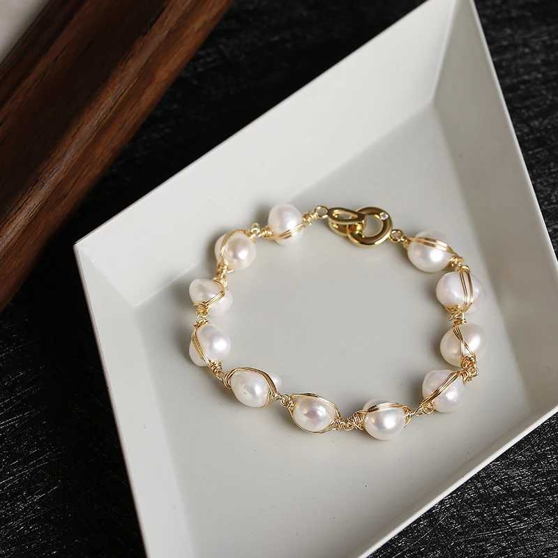 14K Gold Filled Handmade Baroque Natural Freshwater Pearl Ladies Bracelet Promotion Jewelry for Women Birthday Gift Y250904