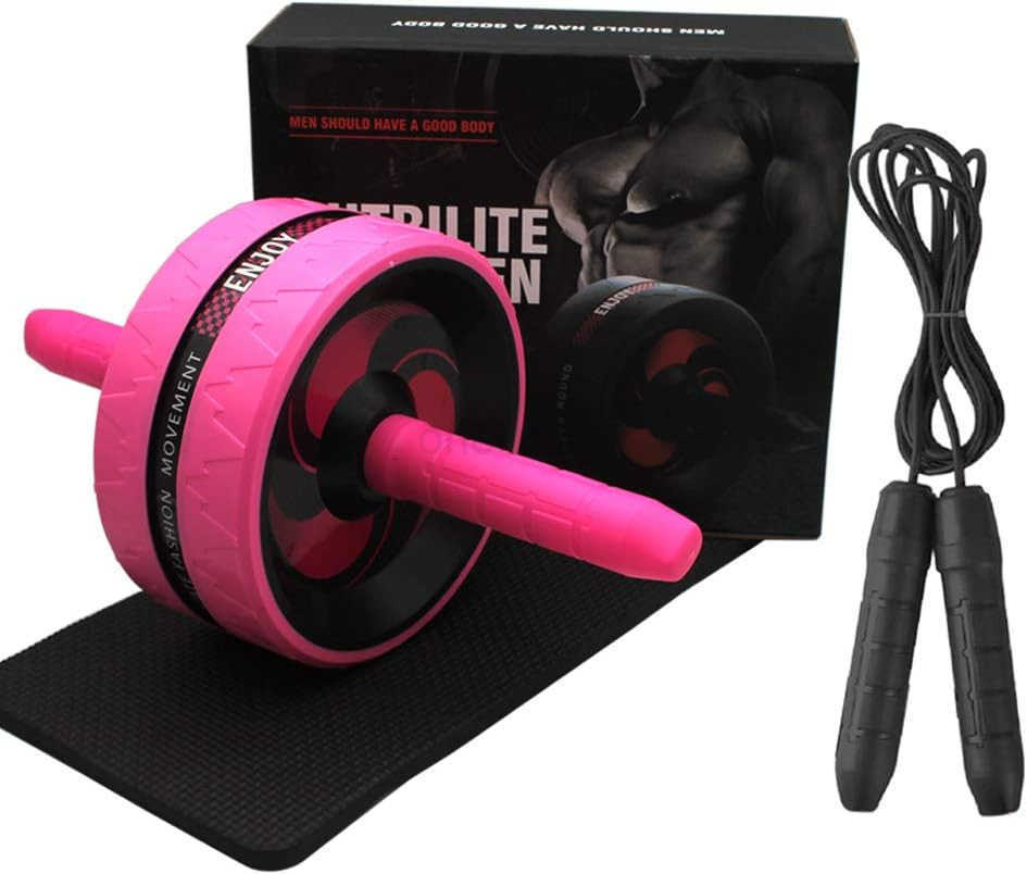 Ab Roller Wheel for Abs Workout Complete Home Gym Set with AB Wheel Roller Knee Mat and Jump Rope Pink W250904