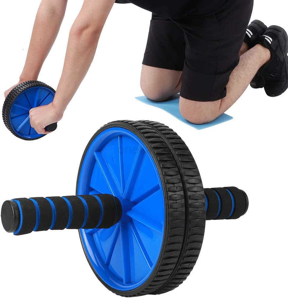 AB Roller Wheel Blue Dual Roller Abdominal Exerciser 18cm Diameter Sponge Roller Fitness Equipment for Effective Training and Core Workouts W250904