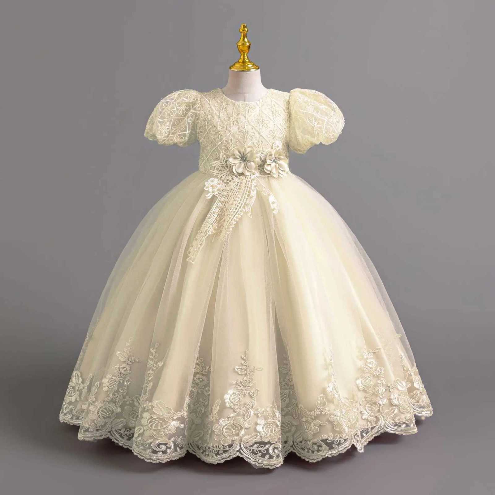 Party Dresses For Girls Flower Dress White Bridesmaid Wedding Pageant First Communion Clothing Birthday Party Piano Performance Gown Z250904