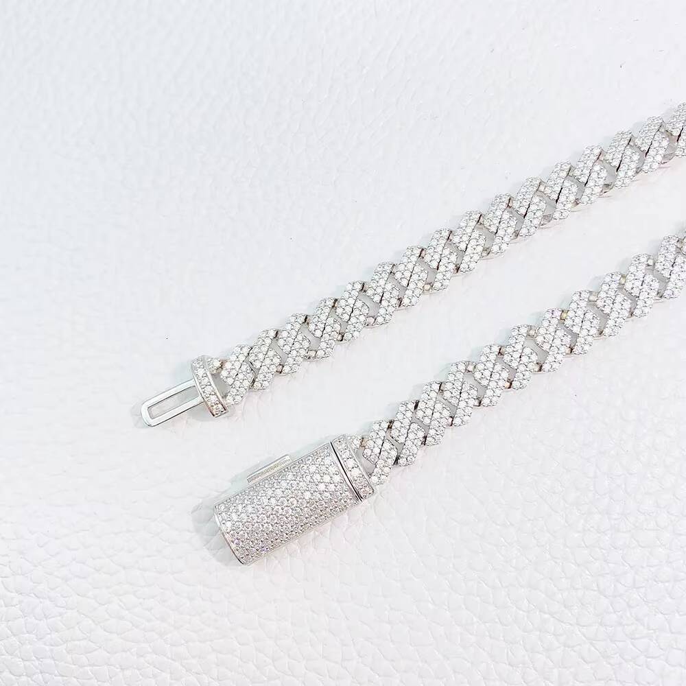 925 Sterling Silver 14K White Gold Plated High Quality Diamond Cuban Chain Mens Hip Hop Style Iced VVS Fine Chokers Necklaces