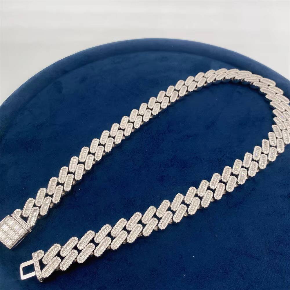 18mm Iced Heavy 925 Silver Moissanite Diamond Cuban Chain Luxury Unisex Fine Jewelry Gold Plated Tennis Bracelet Necklace Gift