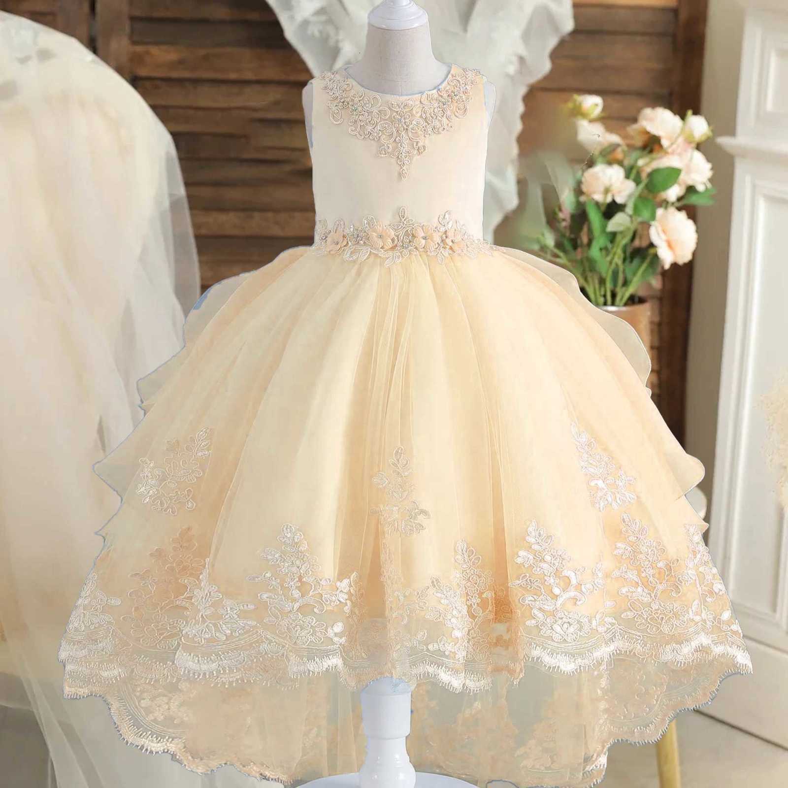 Elegant Flower Bridesmaids Party Girl Dress Summer Tulle Wedding Pageant Princess Prom Dress Girls First Communion Birthday Gown Z250904
