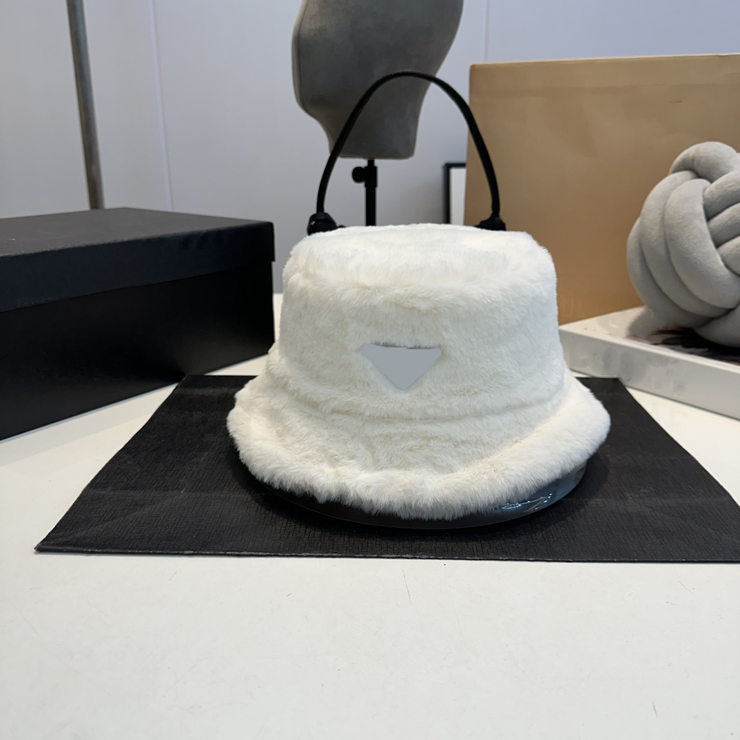 Brand Bucket Hats New Rabbit Fur Bucket Hat Winter Warm Caps For Man Hats For Woman Unisex Yarn Dyed Casual Plain Fashionable Versatile Wide Brim Hats 062K