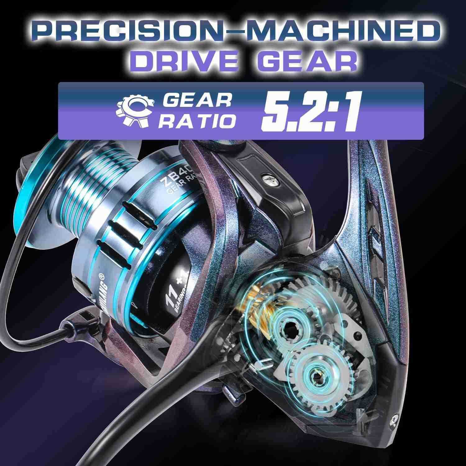 Spinning Fishing ReelSuper Powerful Smooth Drag with 111 Ball Bearings from 1000 to 4000 Series for Freshwater Saltwater W250904