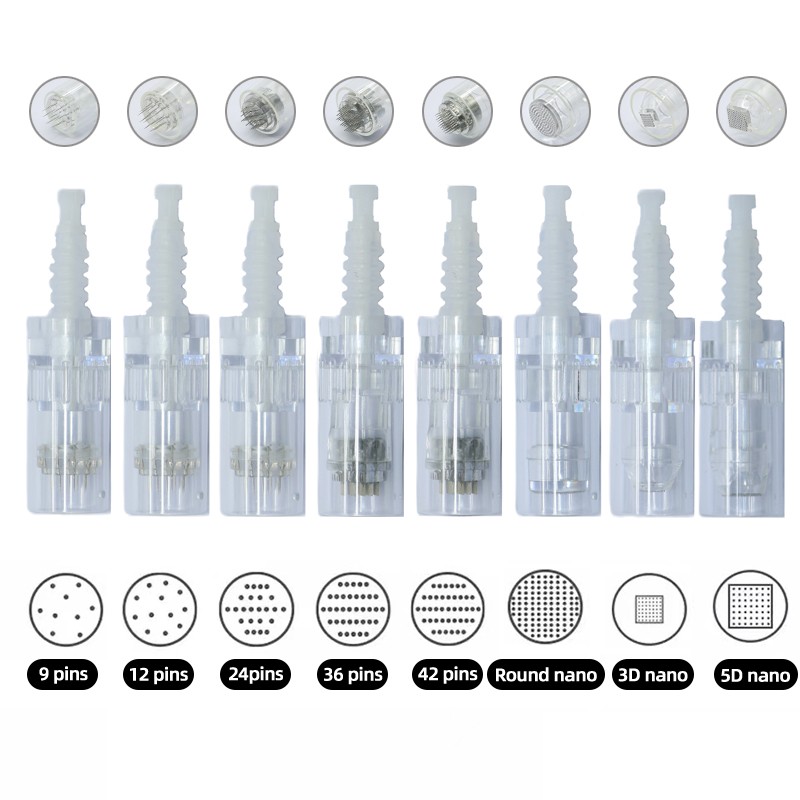100pcs Microneedling Pen Cartridge Needles M7 M5 N2 E30 Dr Pen Bayonet Cartridges Replacement Tips Tattoo Needle Nano Micro Needling Head 3D 5D 1 3 5 