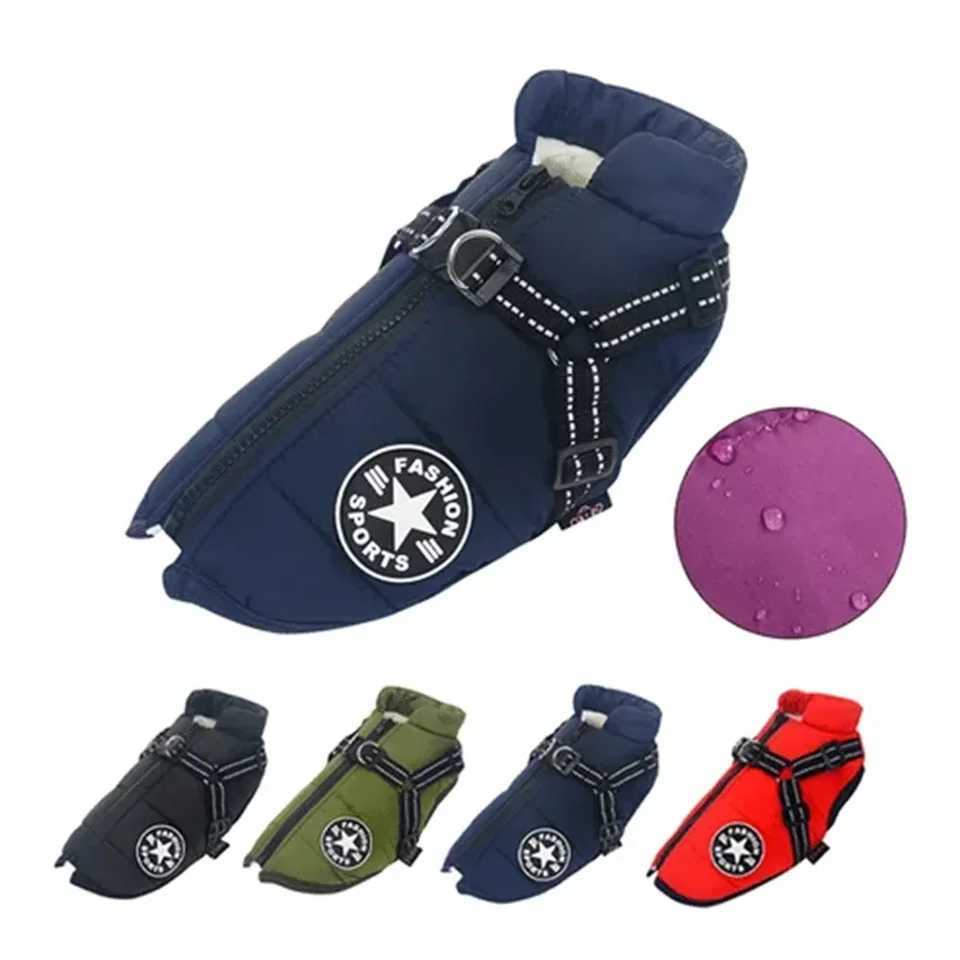 Large Pet Dog et With Harness Winter Soft Warm Dog Clothes Labrador French Bulldog Waterproof Coat Outfit Vest For Dogs W250904