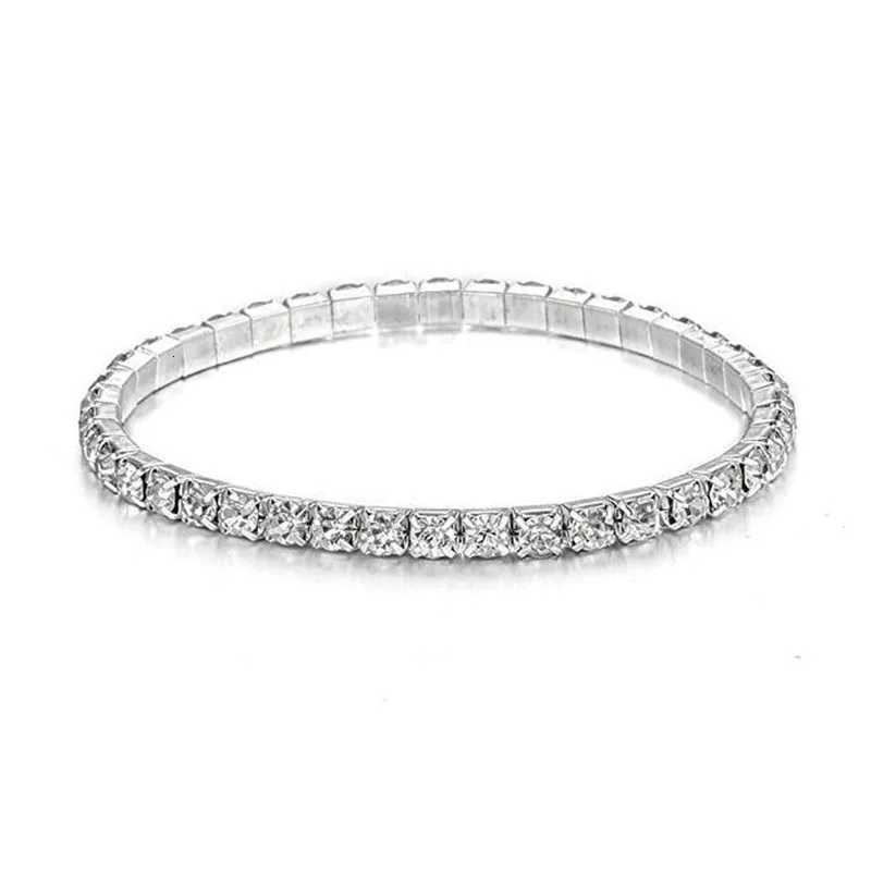 L003 CZ Crystal Pulsera Bangle Stretch Bling Single Row Rhinestones Bracelets For Women Elasticity Wedding Bridal Gift JewelryXJ250904