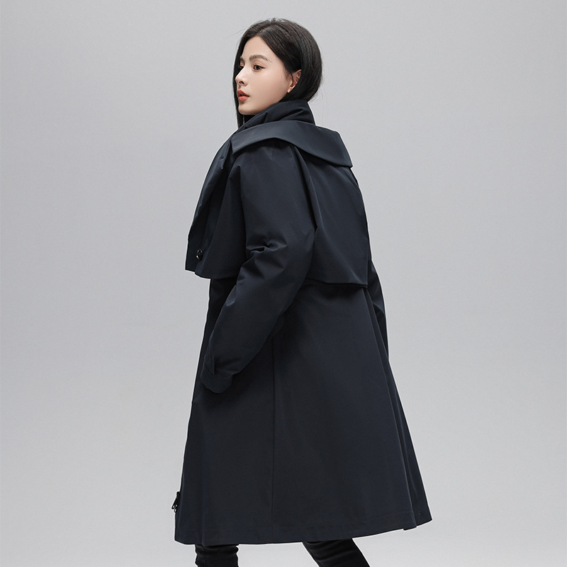 New Fashion Boutique Down Jacket Women Back Waist Hooded Down Jacket Women Medium Long Winter-liu