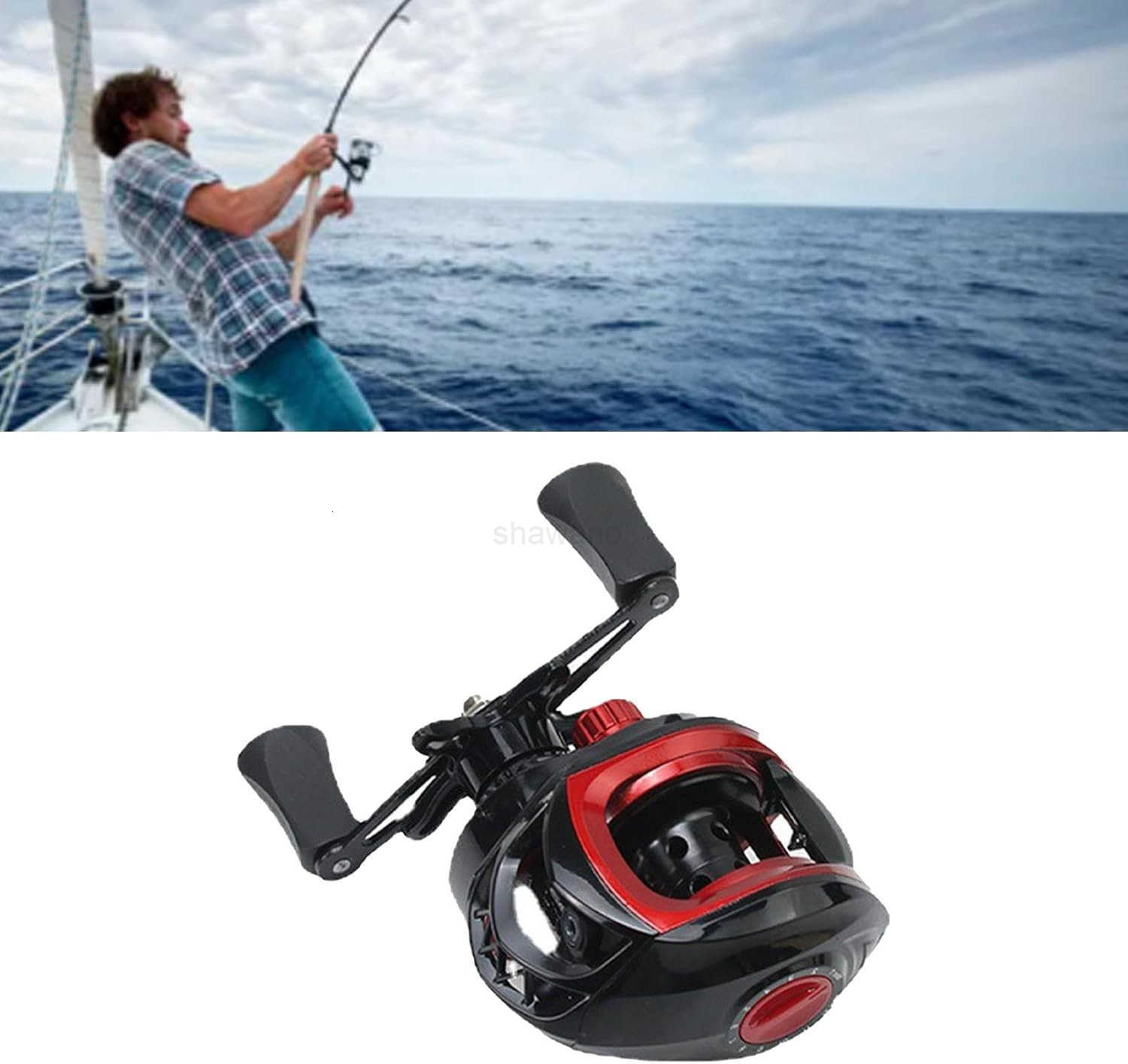 Metal Baitcasting Reel Long Cast Spool 721 Gear Ratio Baitcaster Fishing Reel for Saltwater Freshwater Anglers W250904